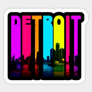 Retro Detroit Michigan Cityscape Skyline Sticker